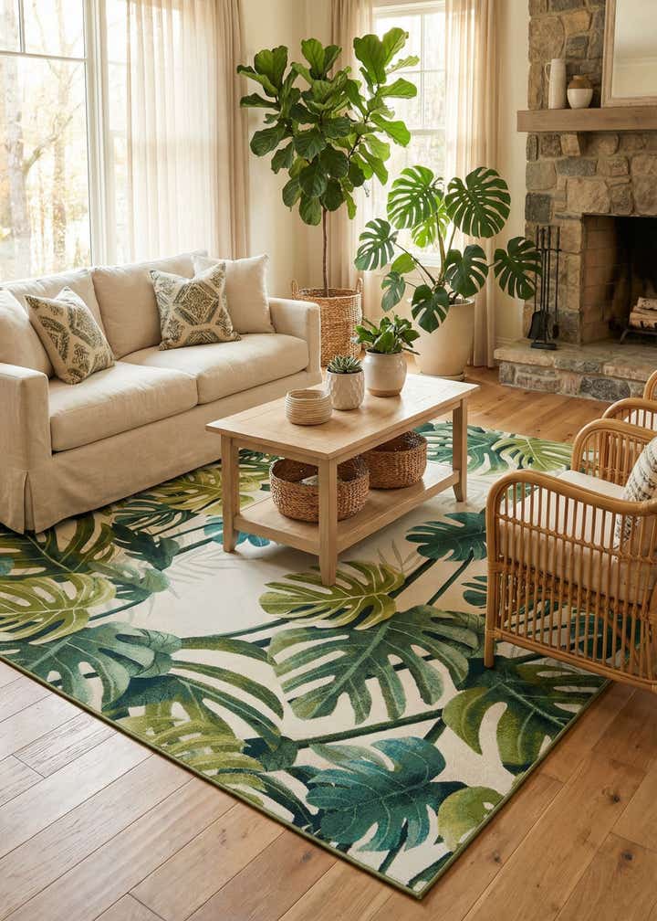 10' x 12' Easy-Clean Botanical Indoor / Outdoor Rug