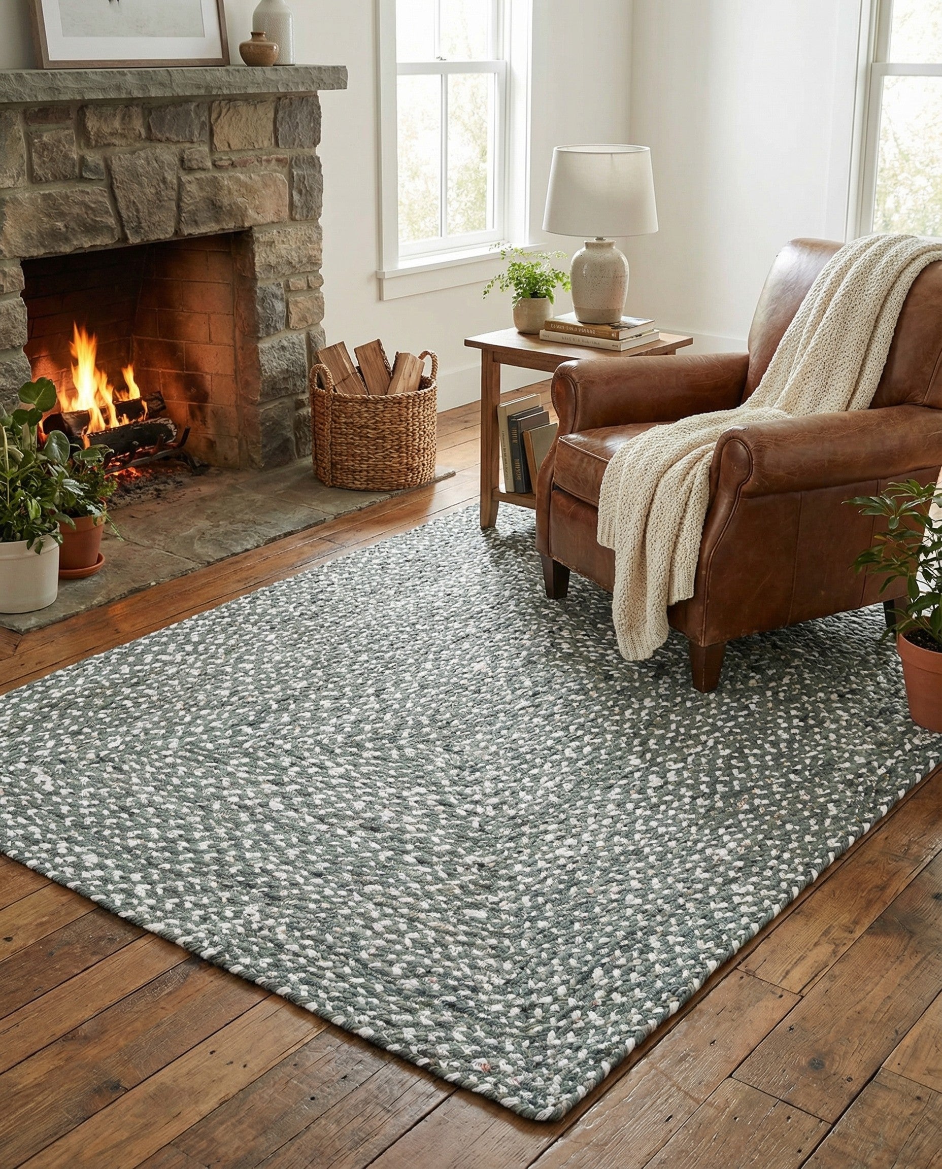  4' 1 x 5'  Hand Braided Chindi Rug