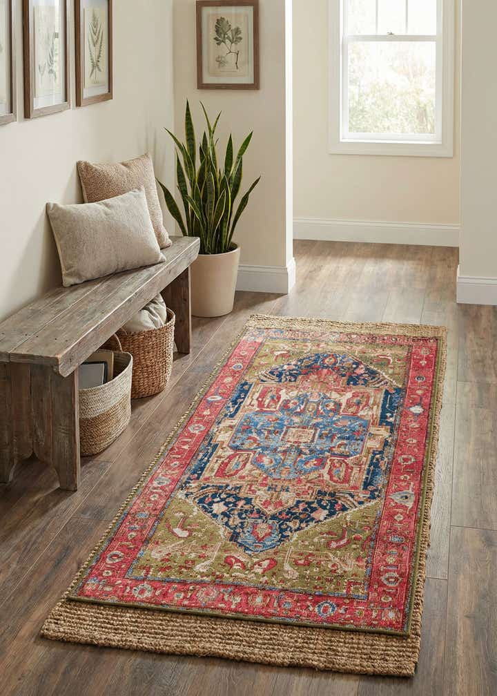 2' 7 x 5' 3 Easy-Clean Traditional Indoor / Outdoor Runner Rug