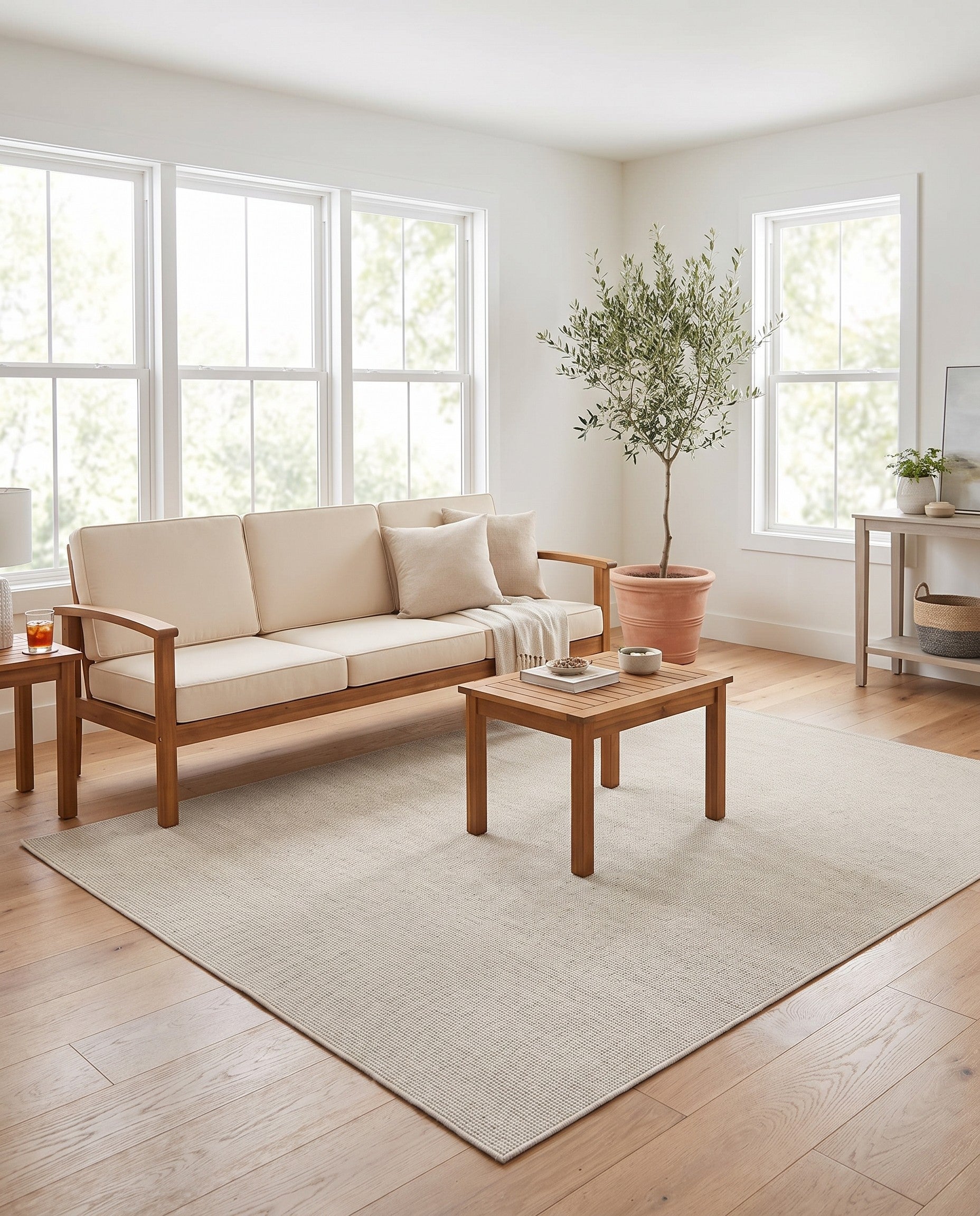 6' 1 x 9' Easy-Clean Solid Indoor / Outdoor Rug