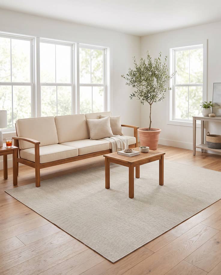 Detail image of 6' 1 x 9' Easy-Clean Solid Indoor / Outdoor Rug