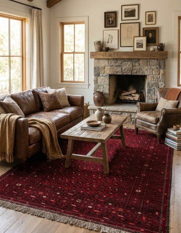 4' 3 x 6' 6 Hand Knotted Afghan Akhche Oriental Wool Rug