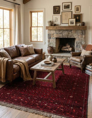 4' 3 x 6' 6 Hand Knotted Afghan Akhche Oriental Wool Rug