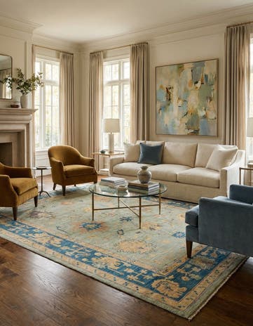 6' 6 x 9' 10 Hand Knotted Oushak Wool Rug