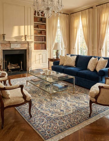 6' 7 x 10' 4 Hand Knotted Nain Persian Wool Rug