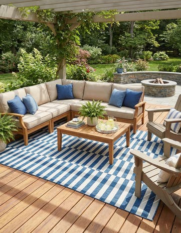 7' 10 x 11' Easy-Clean Ribbon Indoor / Outdoor Rug