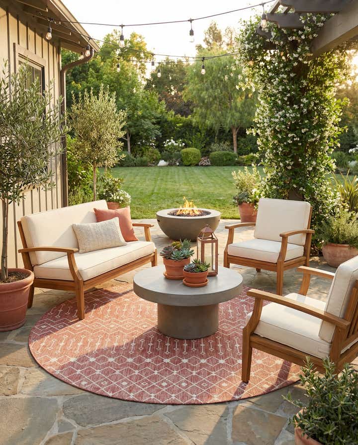 10' 8 x 10' 8 Easy-Clean Lattice Indoor / Outdoor Round Rug