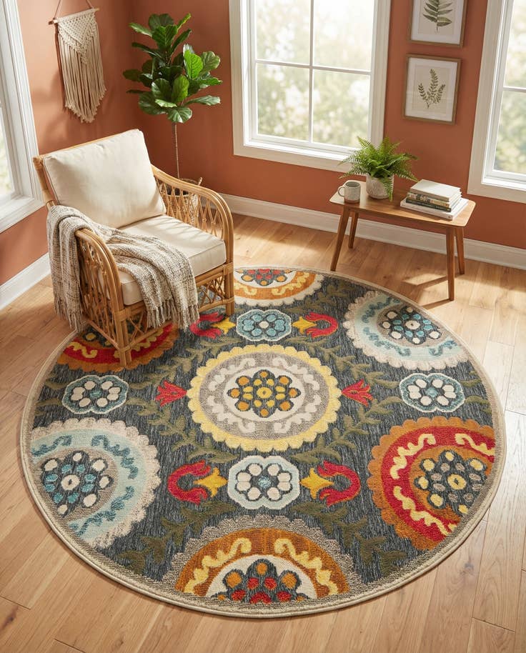Detail image of 6' x 6' Easy-Clean Casablanca Indoor / Outdoor Round Rug