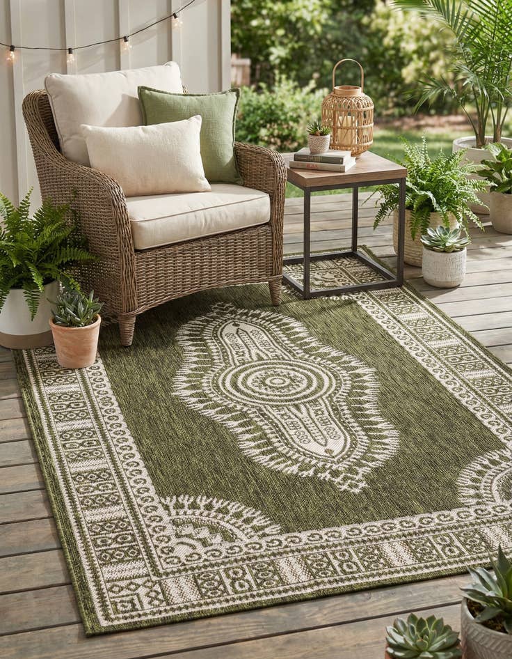 Detail image of 4' x 6' Easy-Clean Traditional Indoor / Outdoor Rug
