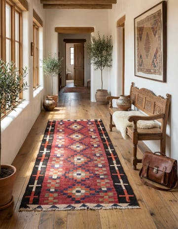4' 6 x 9' Hand Woven Kilim Fars Wool Runner Rug