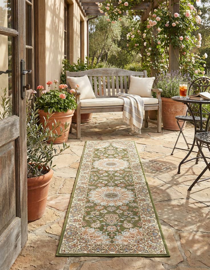 Detail image of 2' x 8'  Washable Traditional Indoor / Outdoor Runner Rug