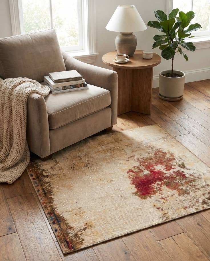 Detail image of 3' 6 x 3' 7 Hand Knotted Ultra Vintage Persian Wool Square Rug