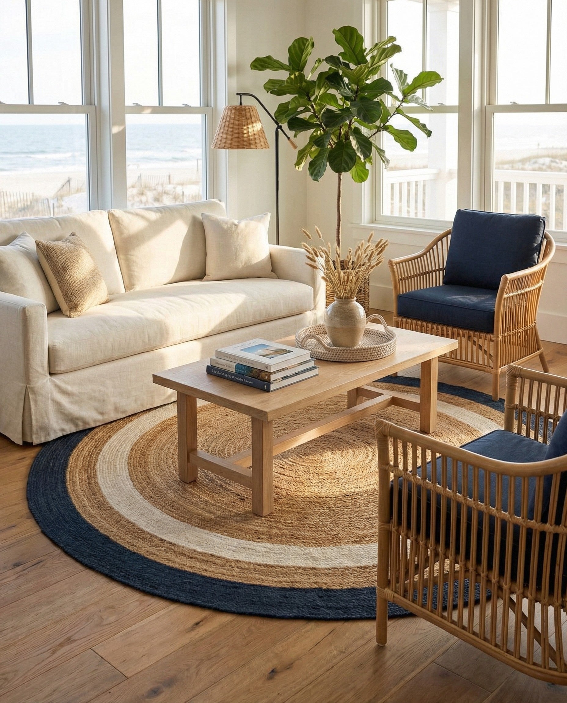  7' 10 x 7' 10  Hand Braided Jute Round Rug