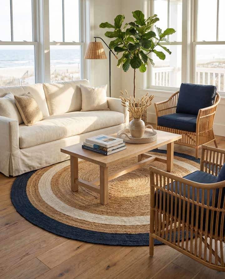 7' 10 x 7' 10 Handmade Braided Jute Round Rug
