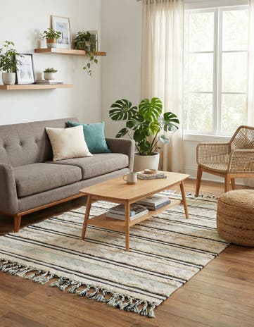 5' 1 x 8' Hand Woven Arizona Wool Rug
