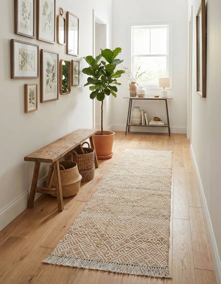 Detail image of 2' x 8'  Hand Braided Jute Runner Rug