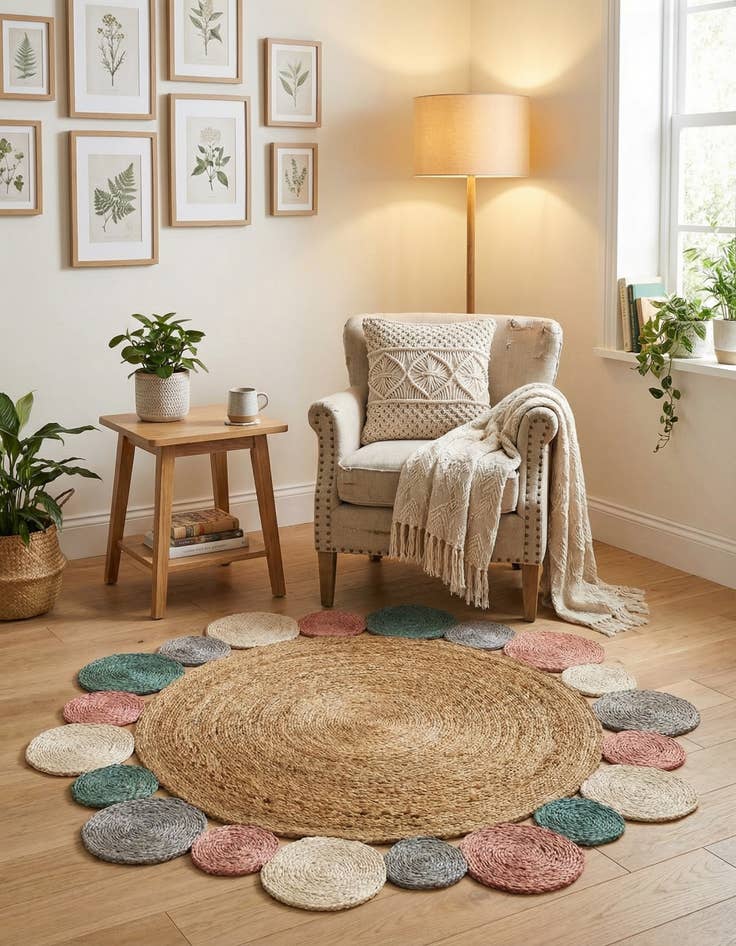 Detail image of  4' 1 x 4' 1  Hand Braided Jute Round Rug