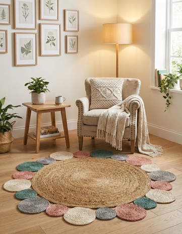 4' 1 x 4' 1 Handmade Braided Jute Round Rug