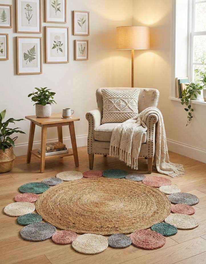 4' 1 x 4' 1 Handmade Braided Jute Round Rug