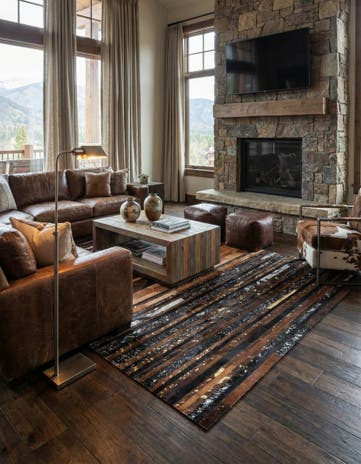 5' 1 x 7' 10 Cowhide Leather Rug