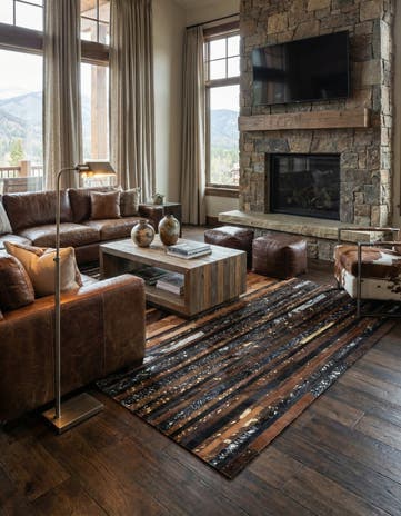 5' 1 x 7' 10 Cowhide Leather Rug