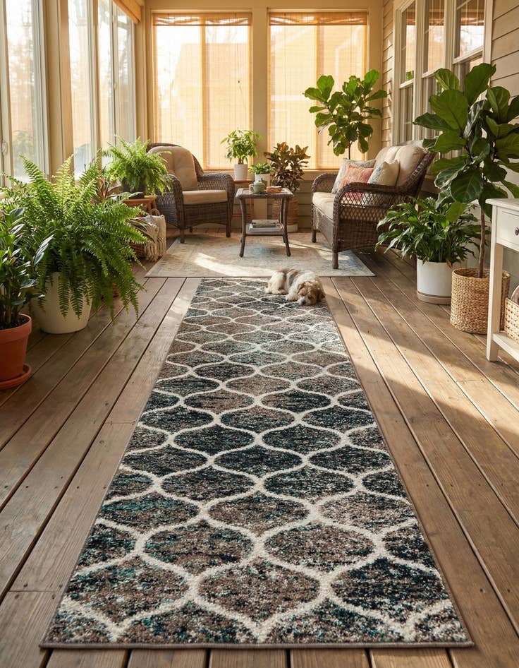 Detail image of  2' 7 x 12' Lattice Frieze Runner Rug
