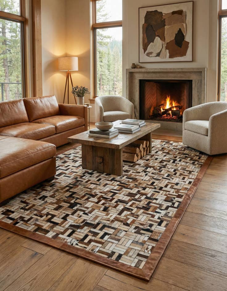 Detail image of  5' 2 x 7' 11 Cowhide - Patchwork Rug