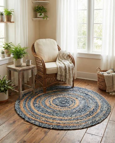  3' 3 x 3' 3  Hand Braided Chindi Round Rug