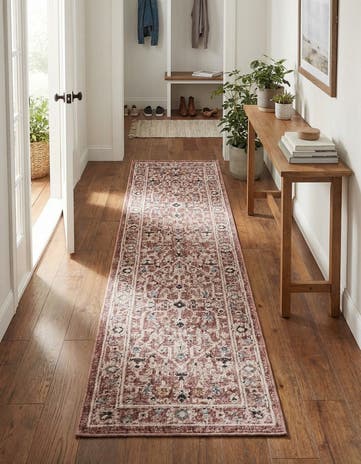 Dusty Rose Eco Traditional Runner Rug