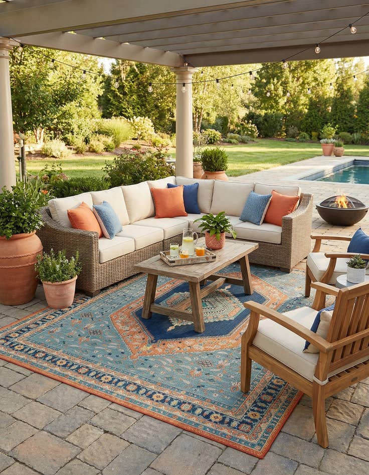 Detail image of 9' x 12'  Washable Baja Indoor / Outdoor Rug