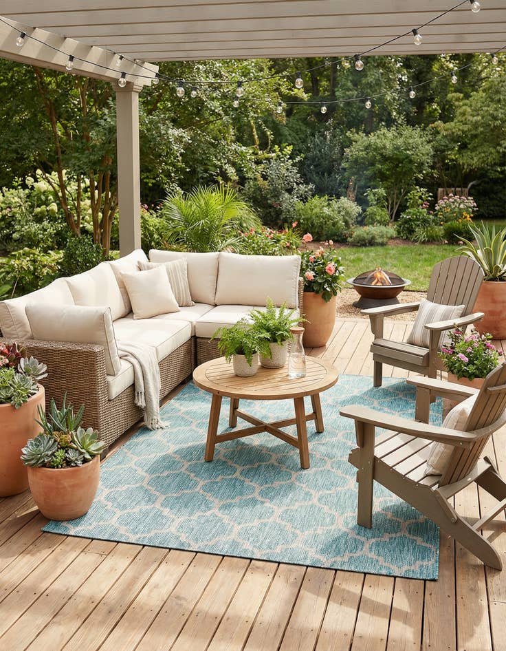 Detail image of  7' x 10'  Washable Lattice Indoor / Outdoor Rug