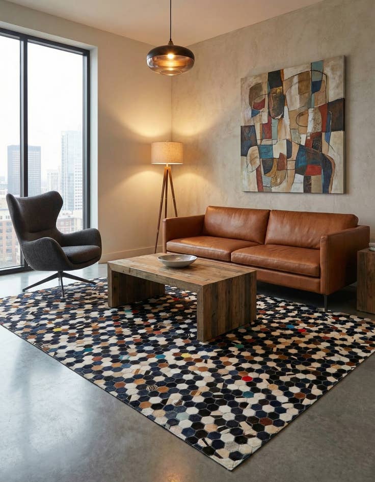 Detail image of 5' 1 x 8' Cowhide Stocks Rug