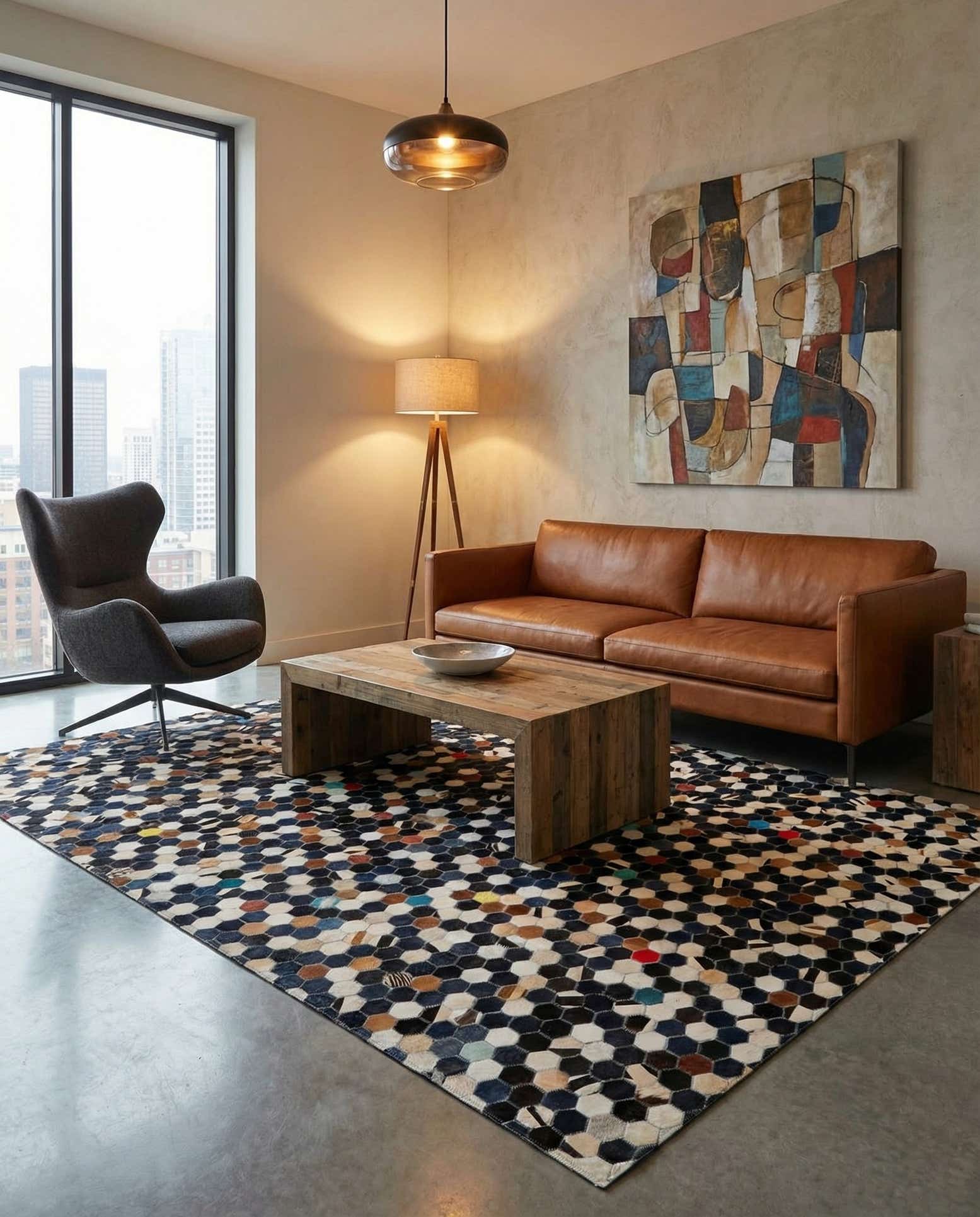 5' 1 x 8' Cowhide Stocks Rug