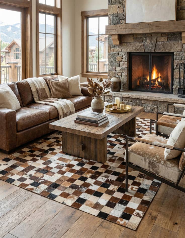 Detail image of  5' x 8' Cowhide Leather Rug