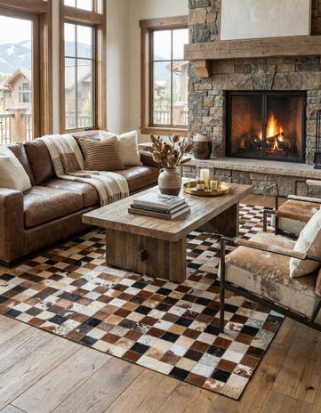 5' x 8' Cowhide Leather Rug