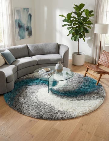 Turquoise Soft Touch Shag Round Rug