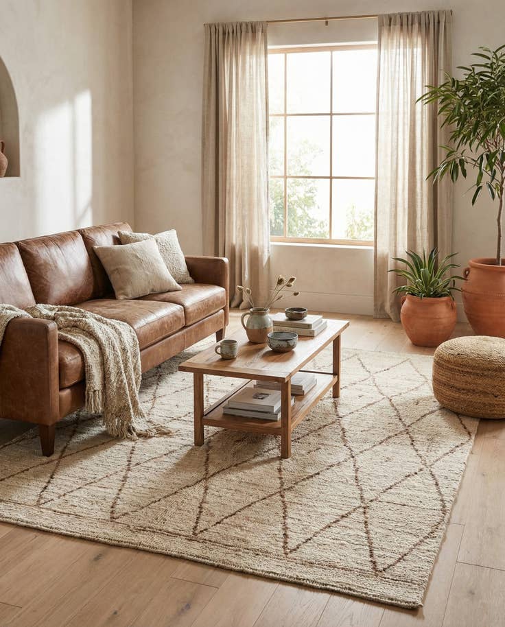 Detail image of 5' 3 x 6' 8 Hand Knotted Moroccan Wool Rug