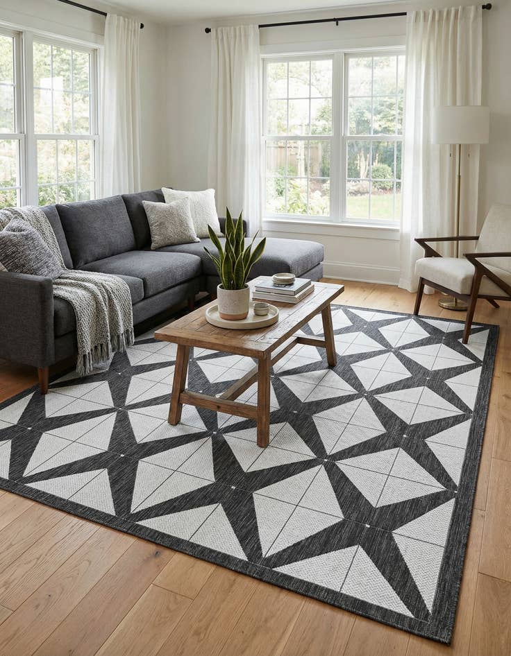 Detail image of  7' 10 x 10'  Washable Modern Indoor / Outdoor Rug