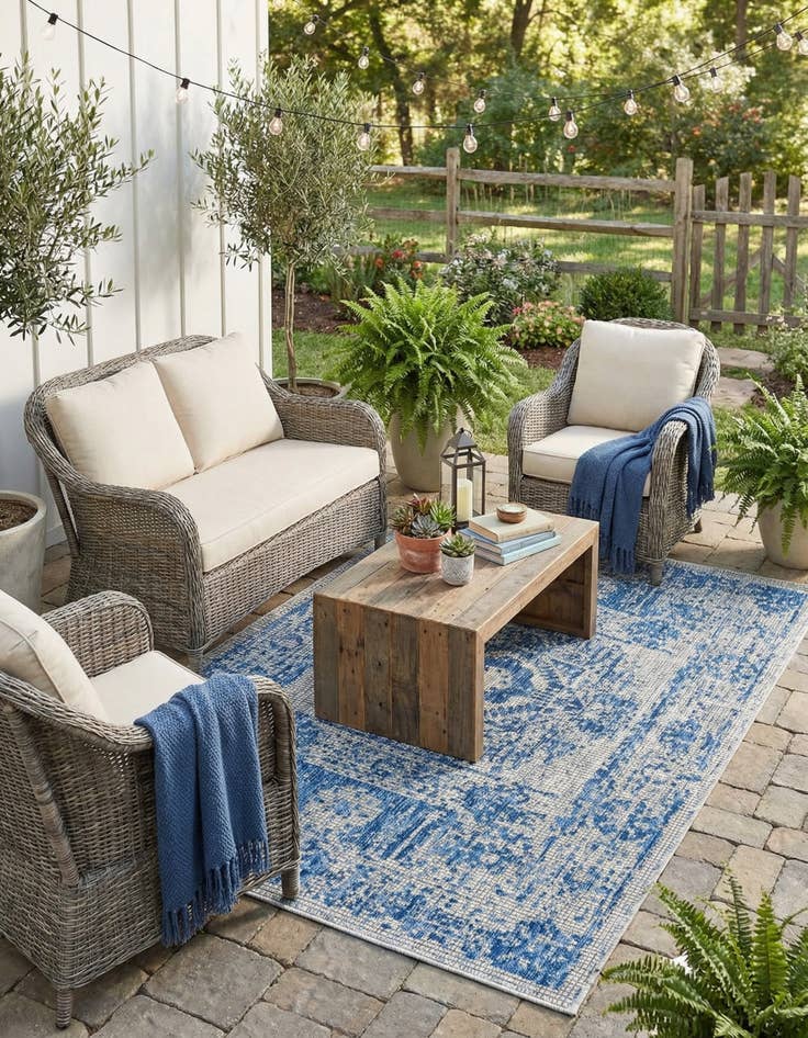 Detail image of 4' x 6'  Washable Traditional Indoor / Outdoor Rug