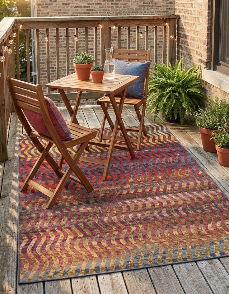 Detail image of 4' x 6'  Washable Modern Indoor / Outdoor Rug
