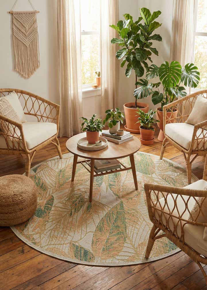 7' 10 x 7' 10 Easy-Clean Baja Indoor / Outdoor Round Rug