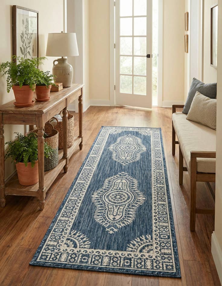 Detail image of 2' x 6'  Washable Traditional Indoor / Outdoor Runner Rug