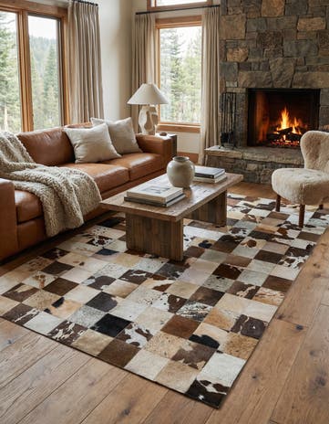5' x 7' 10 Cowhide Leather Rug