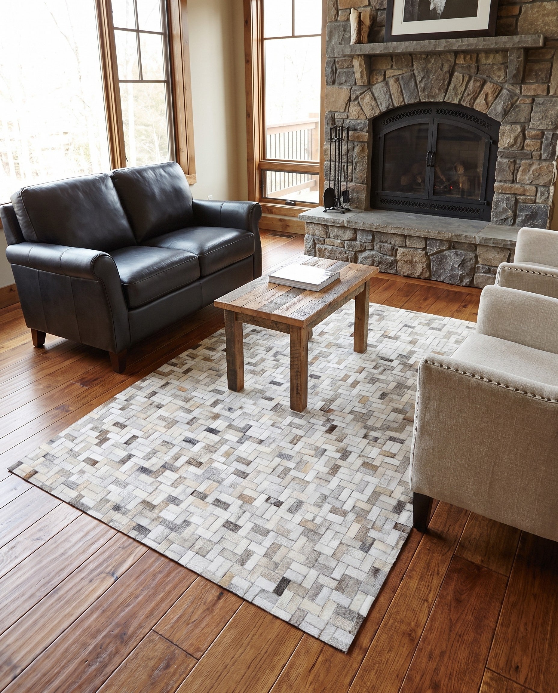 4' 9 x 6' 6 Cowhide Stocks Rug