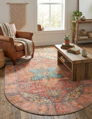 4' x 6' Washable Timeless Oval Rug