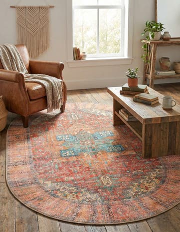 Rust Red Washable Timeless Oval Rug