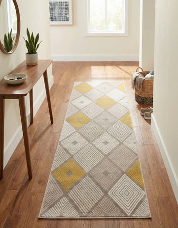 Ivory and Yellow Laguna Runner Rug