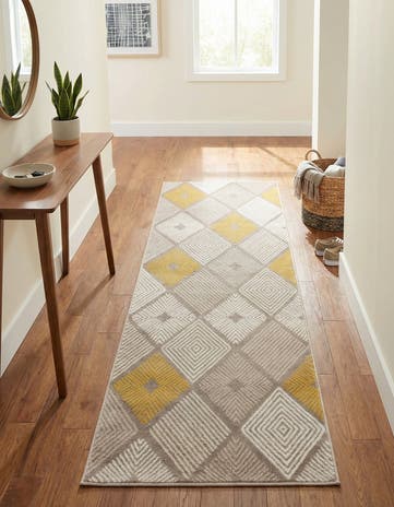 Ivory and Yellow Laguna Runner Rug