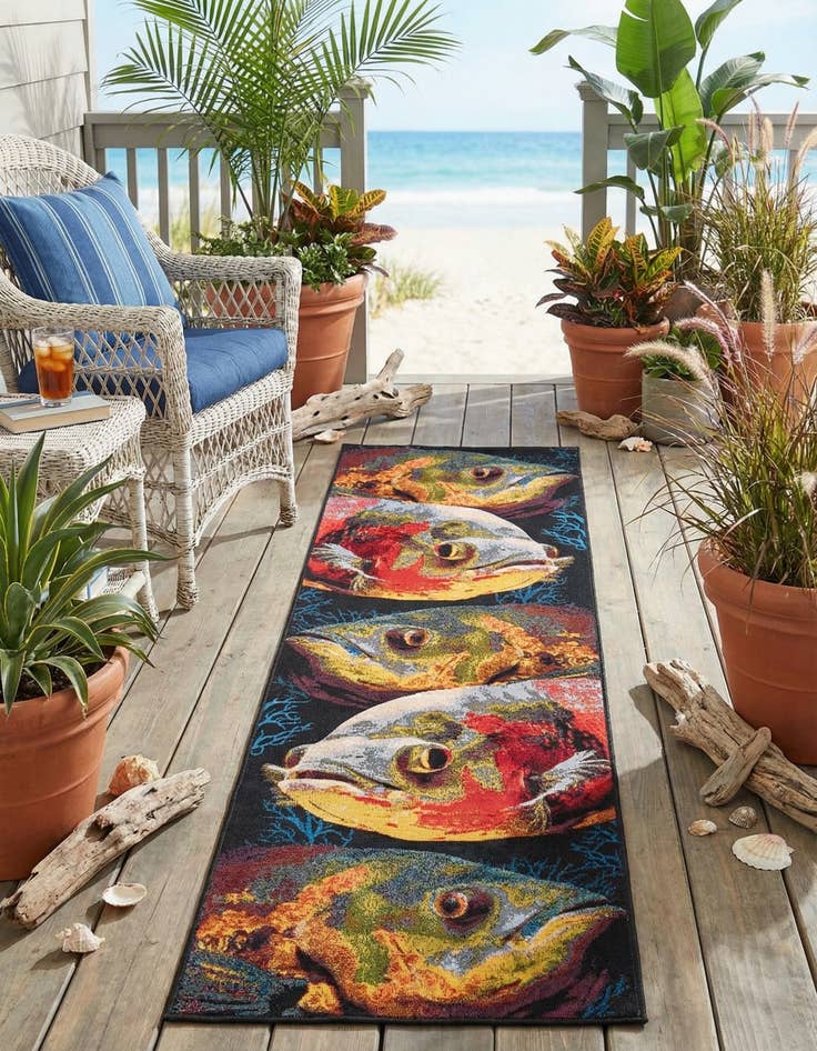 Detail image of 2' 7 x 10' Easy-Clean Coastal Indoor / Outdoor Runner Rug