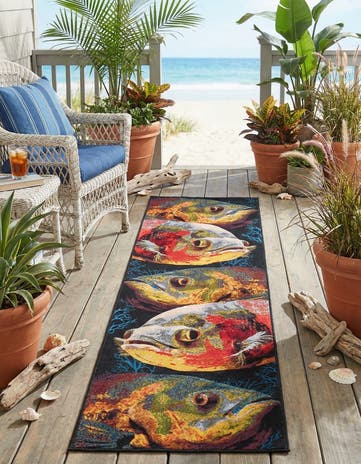 2' 7 x 10' Easy-Clean Coastal Indoor / Outdoor Runner Rug